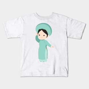 Vietnamese traditional dress with gown Kids T-Shirt